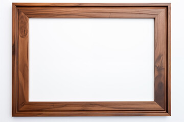 A wooden picture frame on a white background