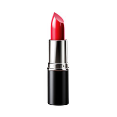 Opened red lipstick on white background. Element for design in makeup and beauty advertising. AI