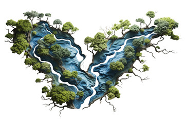 natural watersheds isolated on transparent background, Generative Ai