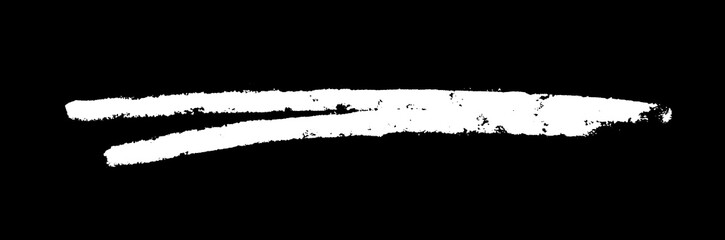 Weisse handgemalte Linie zum Unterstreichen auf schwarz