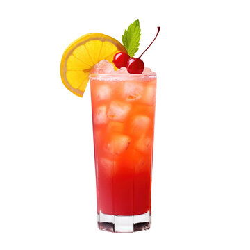 The Singapore Sling cocktail isolated on white background. Bar menu AI