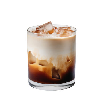 Glass of delicious White Russian cocktail on a isolated background. AI