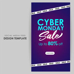 Vector illustration of Cyber Monday Sale social media feed template