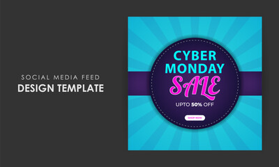 Fototapeta premium Vector illustration of Cyber Monday Sale social media feed template