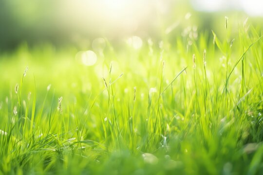 realistic green grass land photography for fresh morning