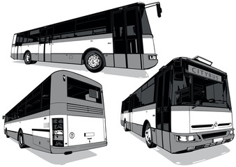Drawing of a Set of Legendary Central European City Bus
