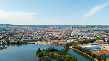 Fototapeta na wymiar Nancy, France. Panorama of the central part of the city. Summer, Sunny day, Aerial View
