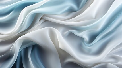 Obraz premium Elegant white and light blue silk background. Luxurious wedding concept. Generative AI