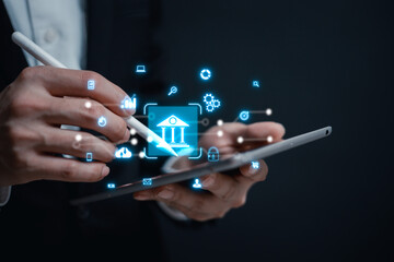 cybersecurity concept, user privacy security and encryption, secure internet access Future technology and cybernetics, internet banking.