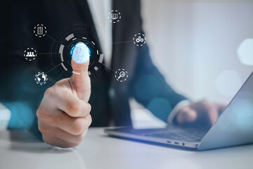 Cybersecurity and data protection  businessman user privacy data information security encryption protect business and financial transaction data from cyber attacks, intelligent protection digital.