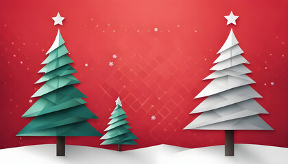 christmas tree on red background