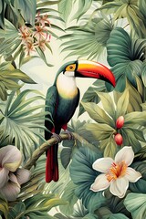 Toucan with exotic background
