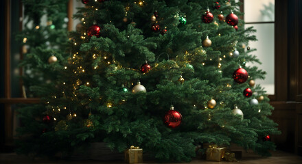 Fototapeta na wymiar decorated christmas tree