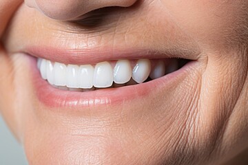 Perfect Smile of Energetic Elderly Lady with Straight and White Teeth - Dental Care Procedure
