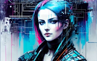 woman, internet, web, cyberpunk, neon, superhero, cyborg, wallpaper, background, beautiful, abstract, fantasy, videogame, colorful, portrait, gamer