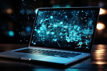 Social Media Chat Network on Laptop. Virtual Networking for Messaging and Network Security