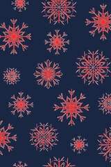 Seamless Christmas pattern with snowflakes. Generative AI.