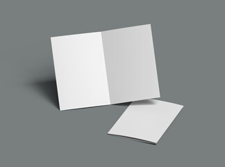 Blank A4 Half Sheet Fold brochure 3d render to present your design.