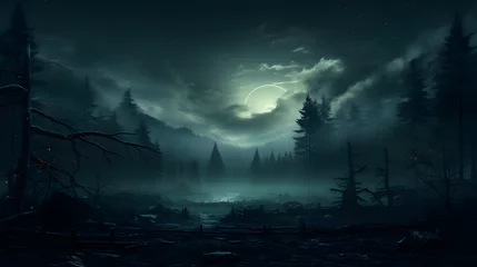 Gardinen night misty forest © toomi123