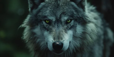 Fensteraufkleber a lone gray wolf in the wilderness © Riverland Studio