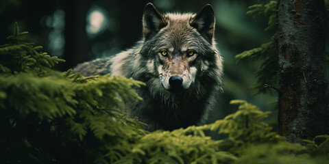 a lone gray wolf in the wilderness