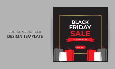 Vector illustration of Black Friday Sale social media feed template