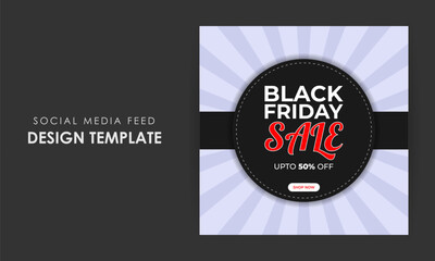 Vector illustration of Black Friday Sale social media feed template