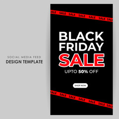 Vector illustration of Black Friday Sale social media feed template