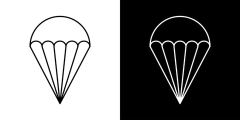 Doodle packaging with parachute. Parachute with medical box vector icon.