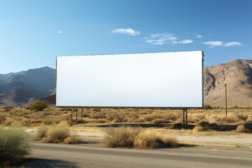 An empty billboard on a vacant lot near the city. Generated by artificial intelligence