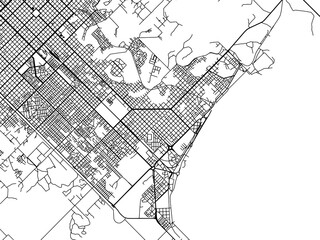 Vector road map of the city of  Barranqueras in Argentina with black roads on a white background.