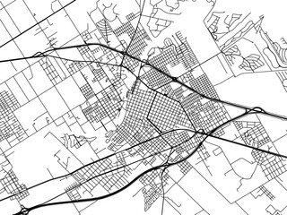 Vector road map of the city of  Lujan in Argentina with black roads on a white background.