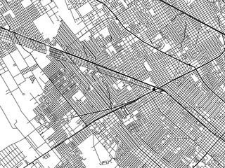 Vector road map of the city of  Jose C. Paz in Argentina with black roads on a white background.