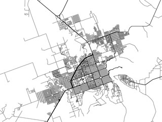 Vector road map of the city of  Formosa in Argentina with black roads on a white background.