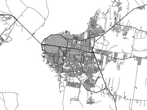 Vector road map of the city of  Corrientes in Argentina with black roads on a white background.