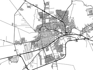 Vector road map of the city of  San Luis in Argentina with black roads on a white background.