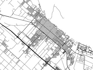 Vector road map of the city of  San Nicolas de los Arroyos in Argentina with black roads on a white background.
