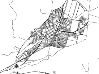 Vector road map of the city of  San Pedro de Jujuy in Argentina with black roads on a white background.