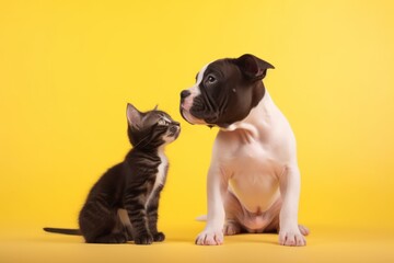 The Playful Dog and Curious Kitten, Unlikely Best Friends AI Generated Illustration