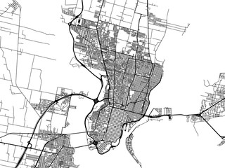 Obraz premium Vector road map of the city of Santa Fe in Argentina with black roads on a white background.