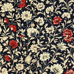 Obraz premium seamless floral background,ornemanet,vector,decoration,design,leaf,vintage,illustration,texture,Ai generated 