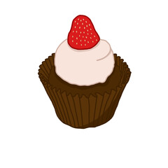 Cup cake choco cream and strawberry 