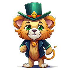 Cute St Patrick Baby Lion Clipart Illustration