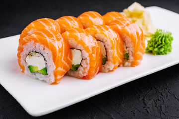 Sushi roll philadelphia with salmon