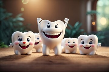 Obraz premium set of funny cartoon tooth
