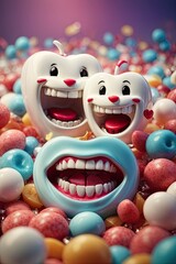 Obraz premium set of funny cartoon tooth