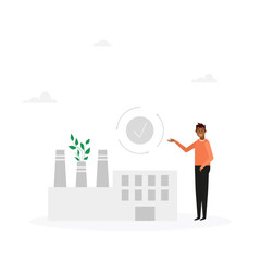 Sustainable economic growth using renewable energy and natural resources. Green energy, sustainable industry and production concept. Vector illustration.
