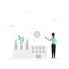 Sustainable economic growth using renewable energy and natural resources. Green energy, sustainable industry and production concept. Vector illustration.
