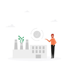 Sustainable economic growth using renewable energy and natural resources. Green energy, sustainable industry and production concept. Vector illustration.
