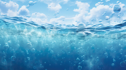 beautiful half water half air wallpaper artwork, floating scenery